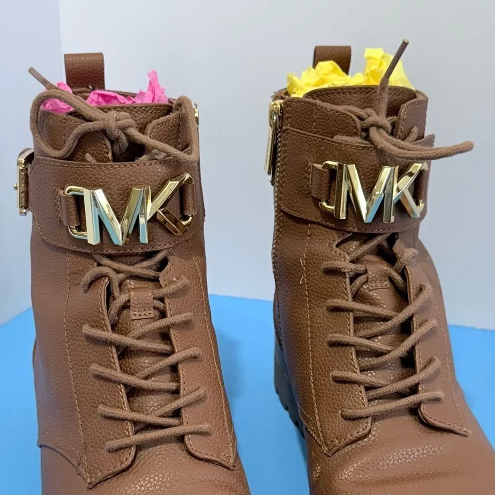 Michael Kors Kincaid leather combat bootie in the luggage color Size Women 8.5M